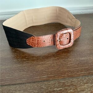 Cole Haan Women’s Mixed Media Boho Belt Size S 35 Inches Long Brown And Black